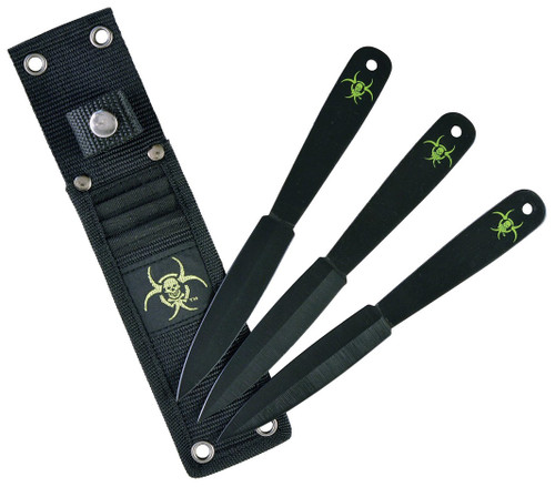 S45C Carbon Steel, 7-3/8" 3 PC Throwing Knives - Clamshell
