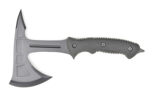 CNC 1055 Oxide Finish, 6-1/2" Tactical Axe, Molded Rubber Handle