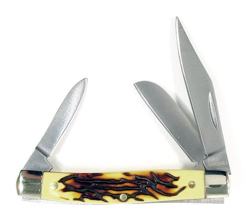 440A, 2-3/4" Folding Blade Pocket Knife, Simulated Deer Horn Handle - Clamshell