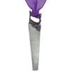 Pewter Christmas ornament handsaw ornament decorated with hand-painted purple glitter enamel.