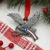 Bald Eagle with American Flag Pewter Christmas Ornament