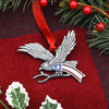 Bald Eagle with American Flag Pewter Christmas Ornament