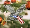 Bald Eagle with American Flag Pewter Christmas Ornament