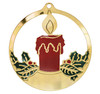 Enamel Gold Metal Candle in Circle Custom Christmas Ornament