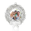 Silver Metal Holly Wreath Photo Ornament