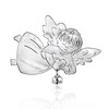 Silver Metal Angel with Bell Modern Engravable Christmas Ornament