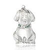 Silver Metal Dapped Dog Ornament with Emerald Crystals