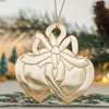 Double Hearts Gold Metal Ornament