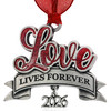 Love Lives Forever Silver Metal Ornament with Date Charm