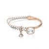 White Leatherette Clear Stone Rose Gold Bangle Bracelet