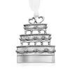 Genuine Pewter Wedding Cake Ornament with Crystal Ribbon