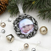 Holiday Baby Wreath Silver Metal Ornament for Your Baby's First Christmas