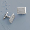 Men's Silver Stainless Steel Rectangle Shaped Cufflinks with Geometric Textured Design - Joyful Sentiments by Gloria Duchin