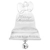 Merry Christmas Silver Metal Bell Ornament with Jingle Bell Charm