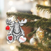Loving Moose Dated Red Glitter Heart Pewter Plated Metal Christmas Tree Ornament