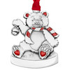 Genuine Pewter Metal Teddy Bear Christmas Tree Ornament