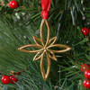 Modern Minimalist Starburst Cross Gold Metal Christmas Ornament