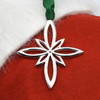 Modern Minimalist Starburst Cross Silver Metal Christmas Ornament