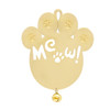 Personalized Meow Gold Cat Paw Print Christmas Tree Ornament with Jingle Bell
