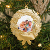Gold Metal Holly Wreath Photo Ornament