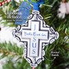 Believe in Jesus Cross Pewter Christmas Ornament