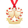 Red & White Enamel Double Hearts with Engraveable Ribbon Gold Flat Wedding Anniversary Ornament
