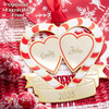 Red & White Enamel Double Hearts with Engraveable Ribbon Gold Flat Wedding Anniversary Ornament