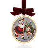 Santa and Reindeer Vintage Style Tree Ornament with Crystals