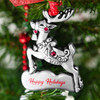 Red Crystal Happy Holidays Reindeer Metal Ornament
