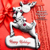Red Crystal Happy Holidays Reindeer Metal Ornament
