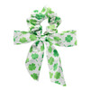 Set of 2 Clover Print Hair Scrunchie with Tie St. Patrick's Day Women's Girls Hair Accessories