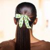 Set of 2 Clover Print Hair Scrunchie with Tie St. Patrick's Day Women's Girls Hair Accessories