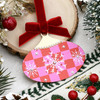Folklore Oval Ball with Snowflakes and Pearls Christmas Tree Ornament Holiday Decorations