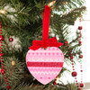 Folklore Pink Heart with Crystal Stones Christmas Tree Ornament Holiday Decorations