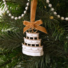 White and Gold Wedding Cake Christmas Tree Ornament Holiday Decorations
