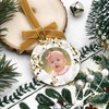 White and Gold Baby Wreath Photo Christmas Tree Ornament Holiday Decorations