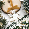 White and Gold Dated Snowflake with Crystals Christmas Tree Ornament Holiday Decorations