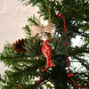 Woodland Cardinal on Branch Goldtone  Christmas Tree Ornament Holiday Decorations
