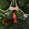 Woodland Cardinal on Branch Goldtone  Christmas Tree Ornament Holiday Decorations