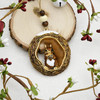 Woodland Squirrel with Faux Fur Tail Goldtone Tree Ornament Holiday Decorations