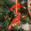 Sparkling Cardinal Crystal Christmas Ornament with Holly Holiday Decoration