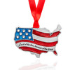 Land of the Free Because of the Brave United States Map Metal Ornament with Glitter and Crystals