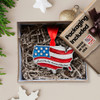 Land of the Free Because of the Brave United States Map Metal Ornament with Glitter and Crystals