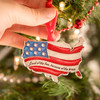 Land of the Free Because of the Brave United States Map Metal Ornament with Glitter and Crystals