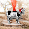 Christmas Cow with Bell Pewter Metal