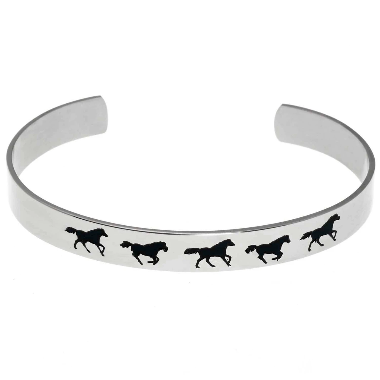 Running Horse Inspirational Stainless Steel Cuff Bracelet - Gloria 