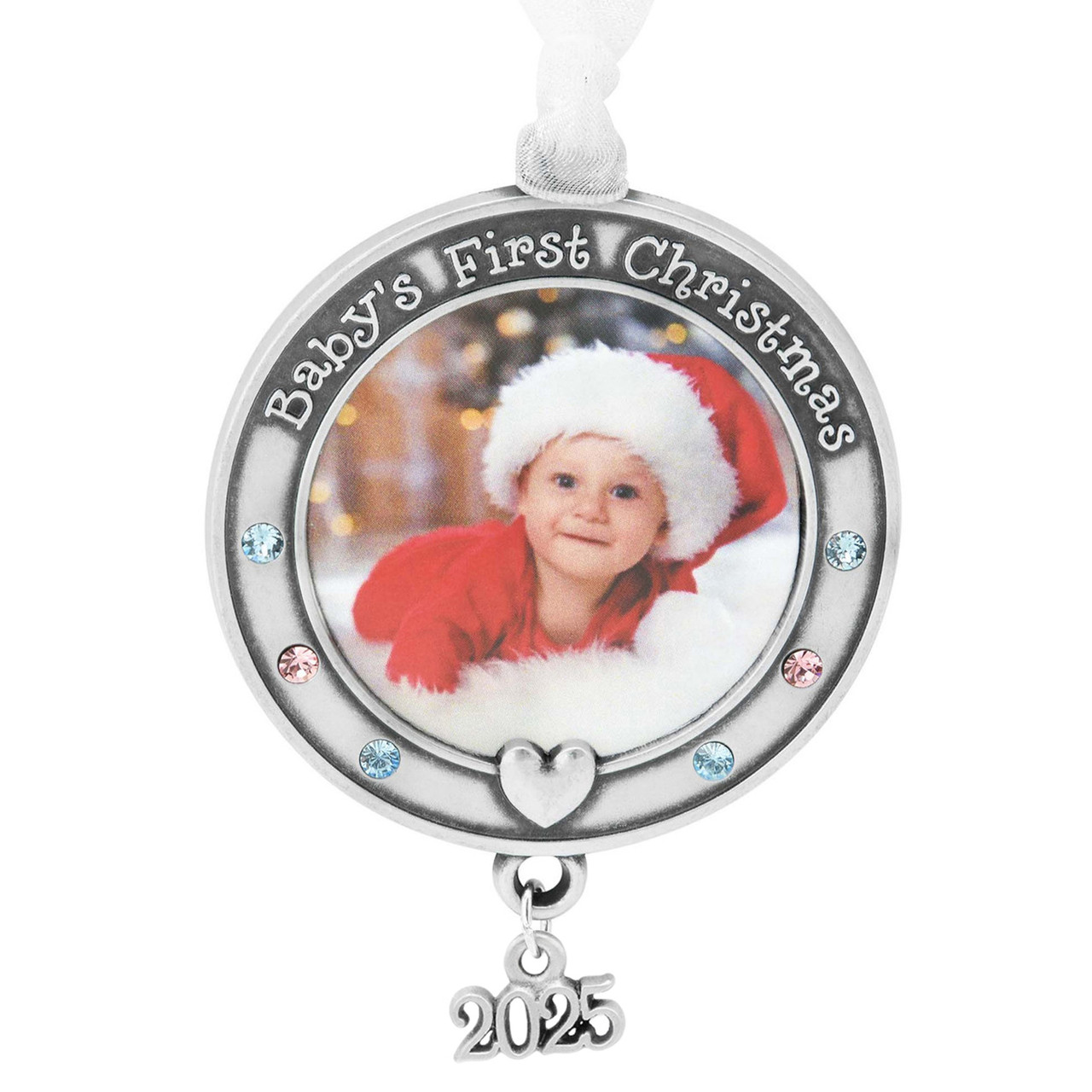 Baby's First Christmas Picture Photo Frame Pewter Silver Metal