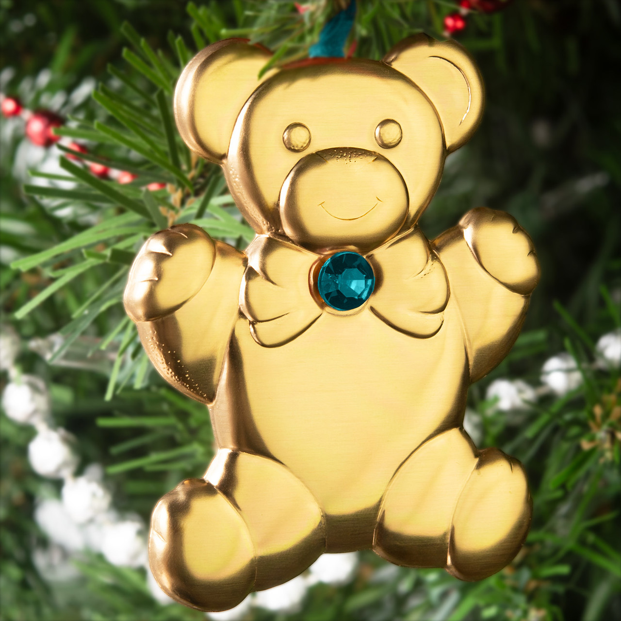 Gold Crystal Birthstone Teddy Bear Ornament - Gloria Duchin