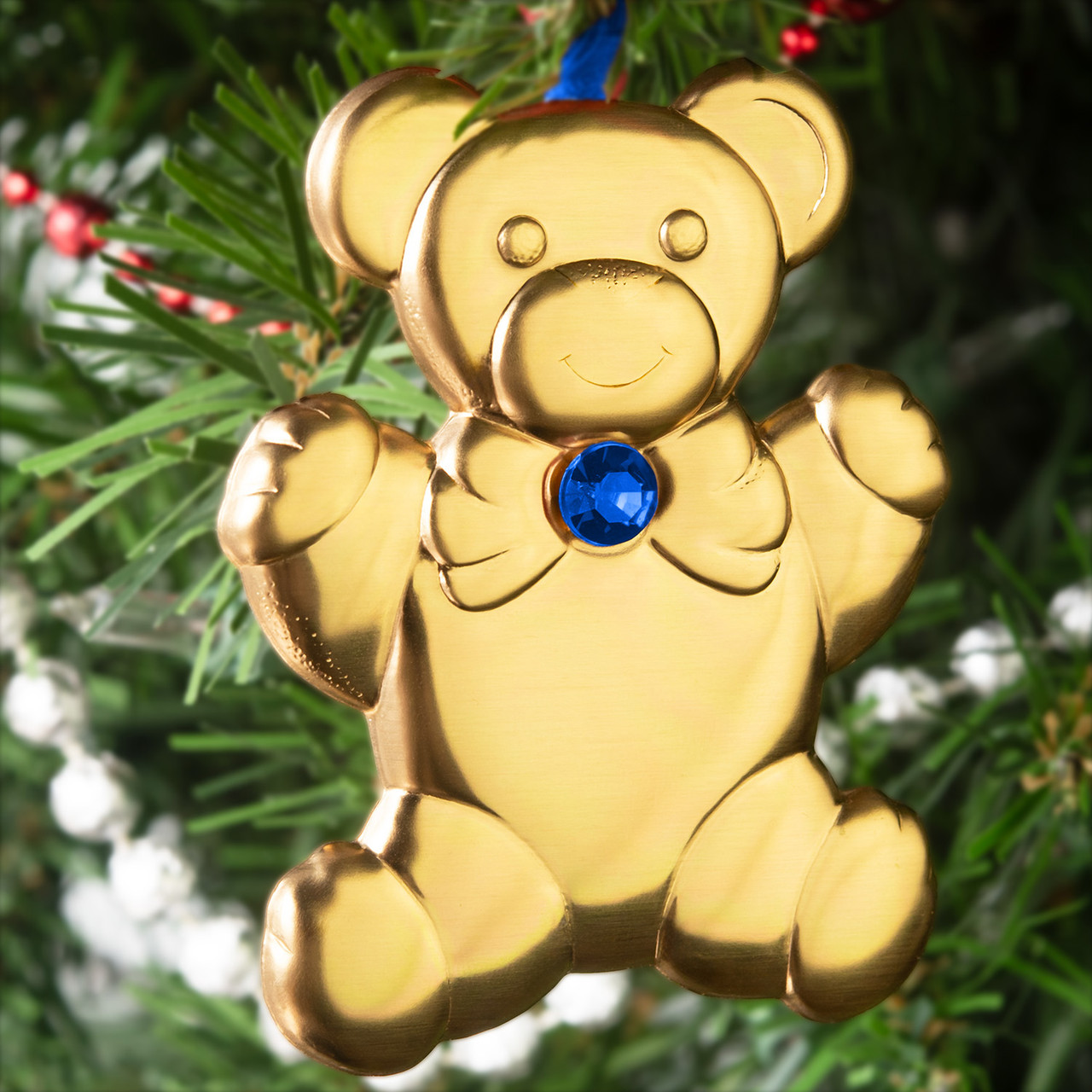 Gold Crystal Birthstone Teddy Bear Ornament - Gloria Duchin