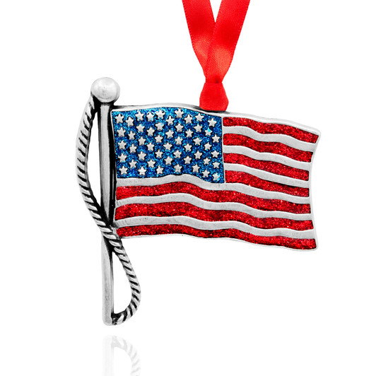 ornaments-american flag ornament-july 4th decorations American flag Christmas ornament hand-painted with glitter enamel and made in America, comes with ribbon for hanging